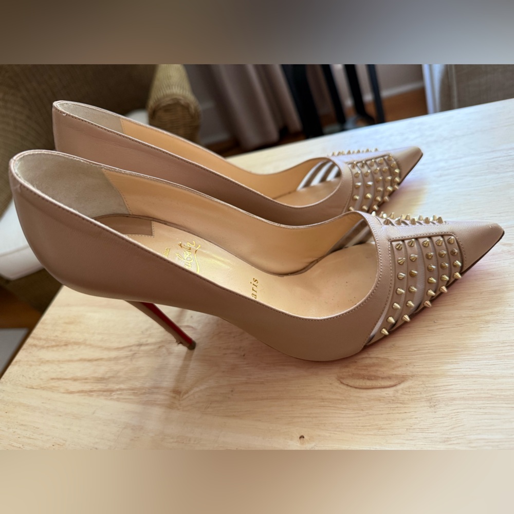 Christian Louboutin Tan Studded Heels